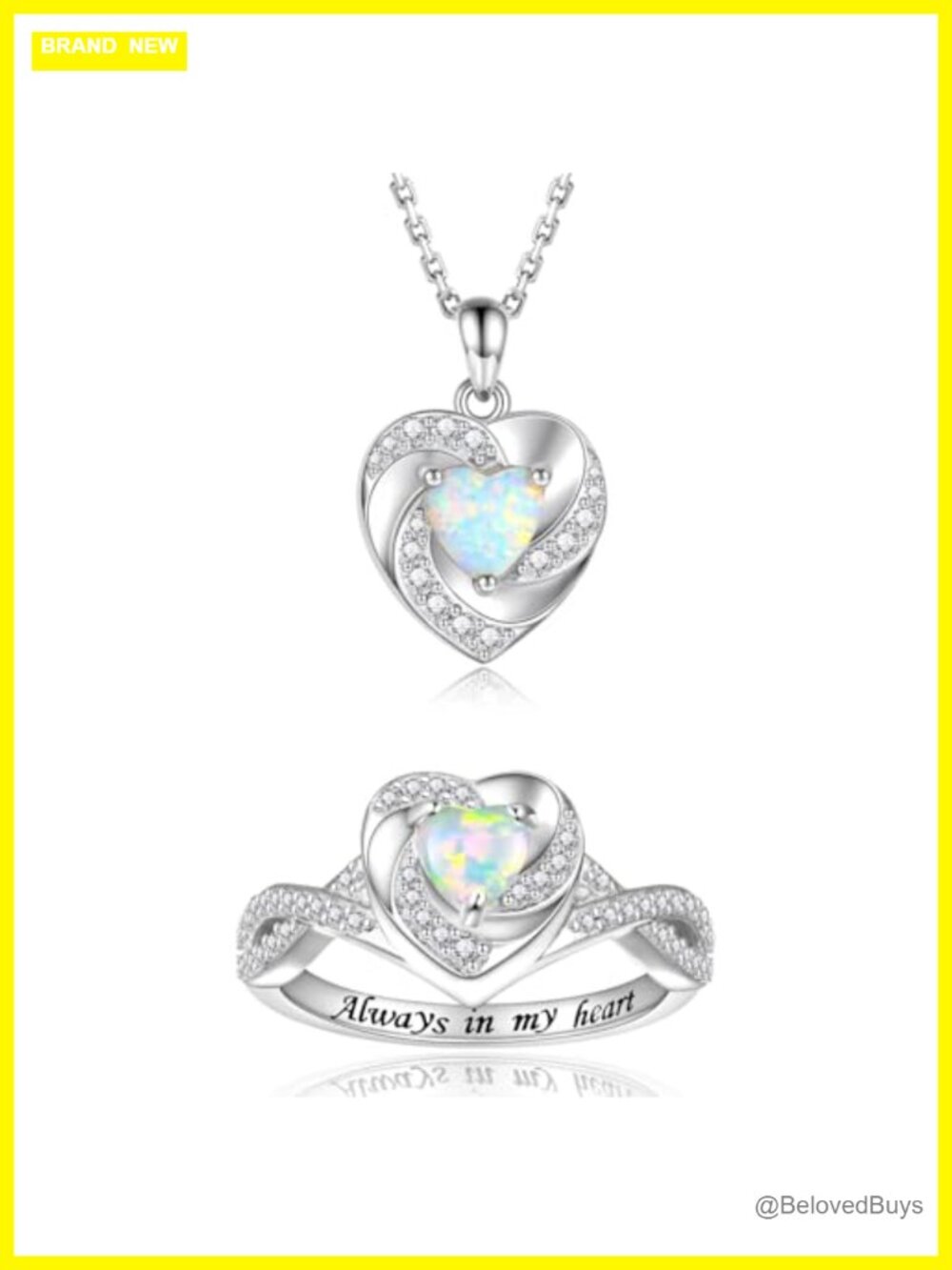 925 Sterling Silver Opal Heart Urn Necklace Cremation Jewelry for Women